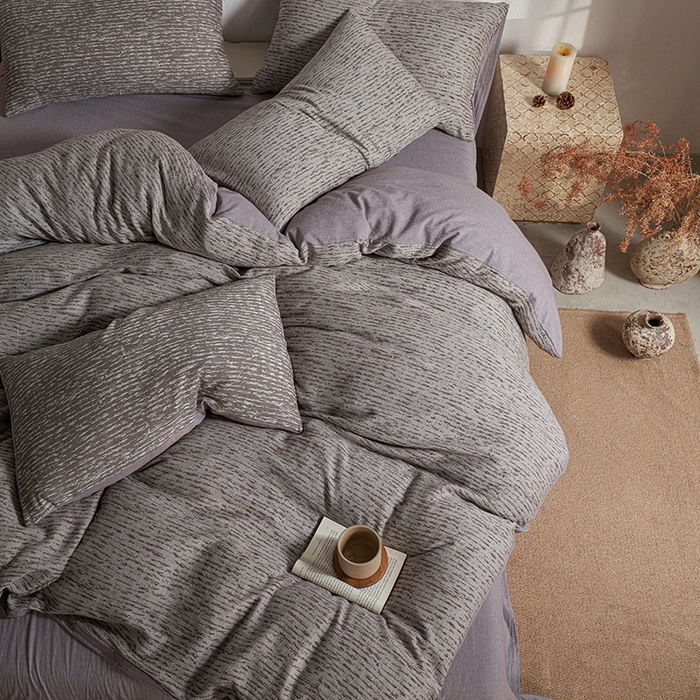 91家纺网 家纺一手货源 找家纺 三朵家纺 2025新款全棉纯棉水洗棉色织提花四件套 疏影