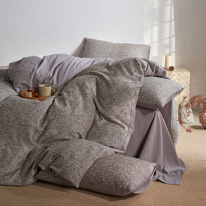 91家纺网 家纺一手货源 找家纺 三朵家纺 2025新款全棉纯棉水洗棉色织提花四件套 疏影