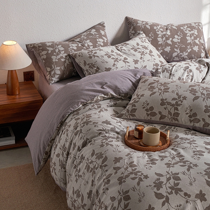 91家纺网 家纺一手货源 找家纺 三朵家纺 2025新款全棉纯棉水洗棉色织提花四件套 金枝玉叶