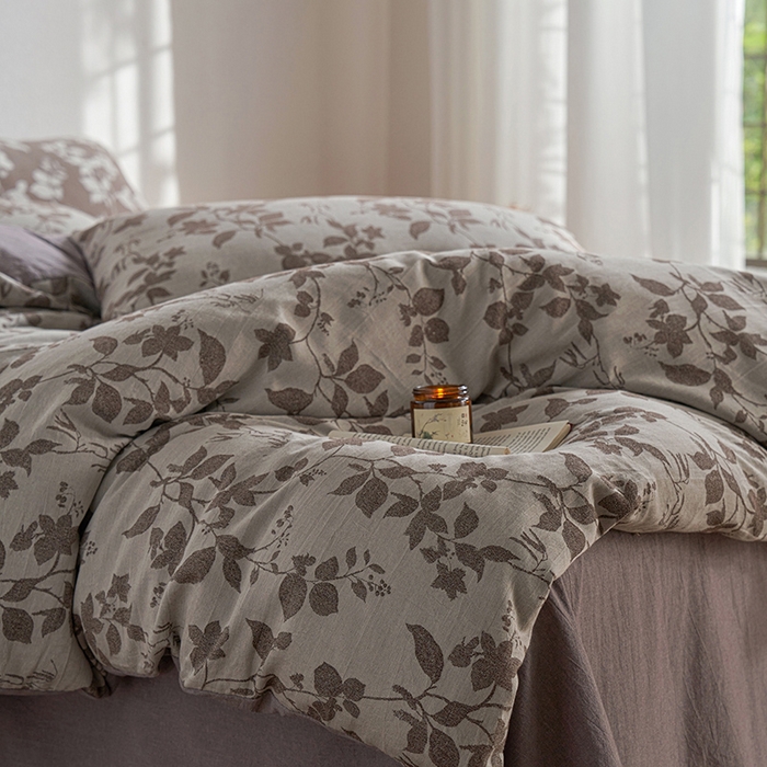 91家纺网 家纺一手货源 找家纺 三朵家纺 2025新款全棉纯棉水洗棉色织提花四件套 金枝玉叶