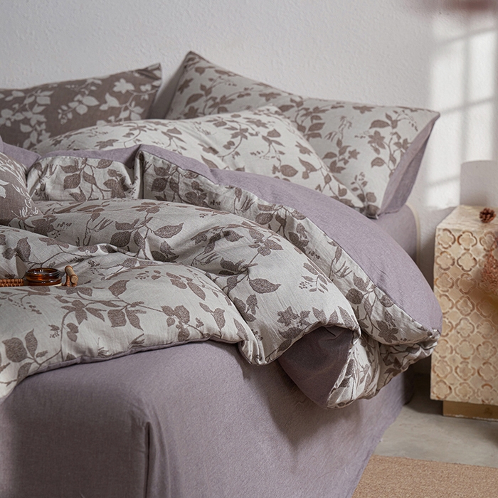 91家纺网 家纺一手货源 找家纺 三朵家纺 2025新款全棉纯棉水洗棉色织提花四件套 金枝玉叶