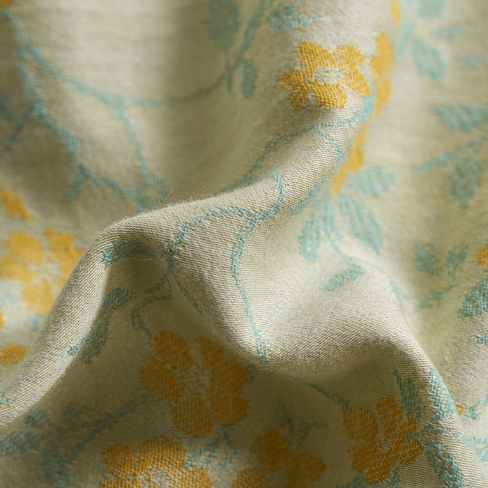 91家纺网 家纺一手货源 找家纺 三朵家纺 2025新款全棉纯棉水洗棉色织提花四件套 流年-黄