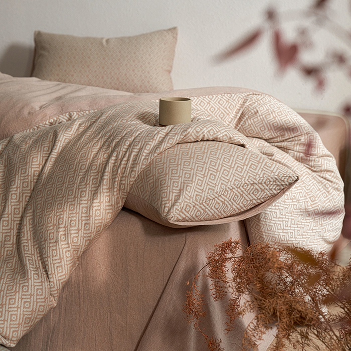 91家纺网 家纺一手货源 找家纺 三朵家纺 2025新款全棉纯棉水洗棉色织提花四件套 眉景-卡其