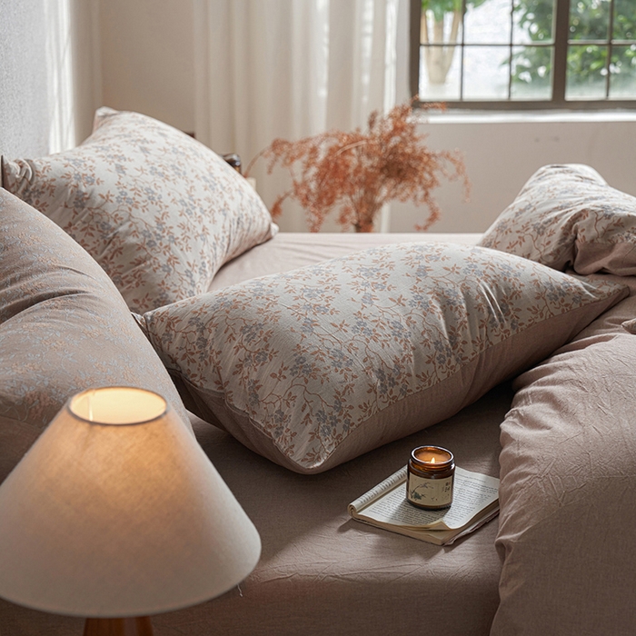 91家纺网 家纺一手货源 找家纺 三朵家纺 2025新款全棉纯棉水洗棉色织提花四件套 天香国色