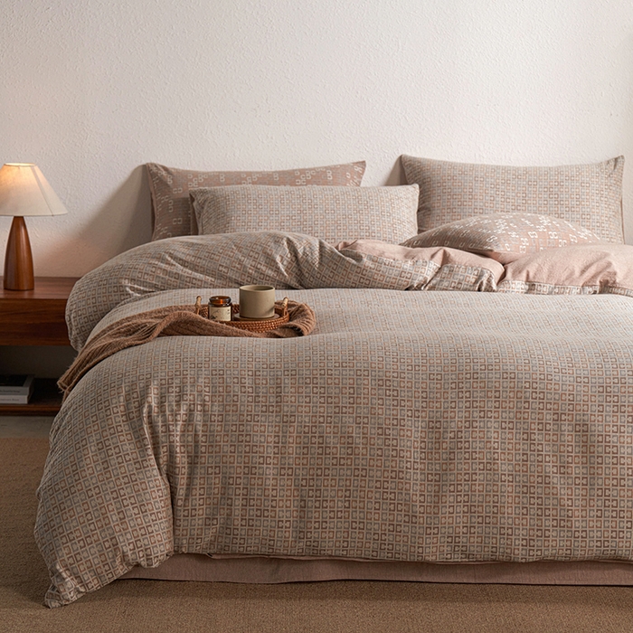 三朵家纺 2025新款全棉纯棉水洗棉色织提花四件套 微纳