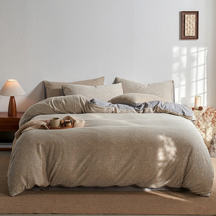 91家纺网 家纺一手货源 找家纺 三朵家纺 2025新款全棉纯棉水洗棉色织提花四件套 薇雨