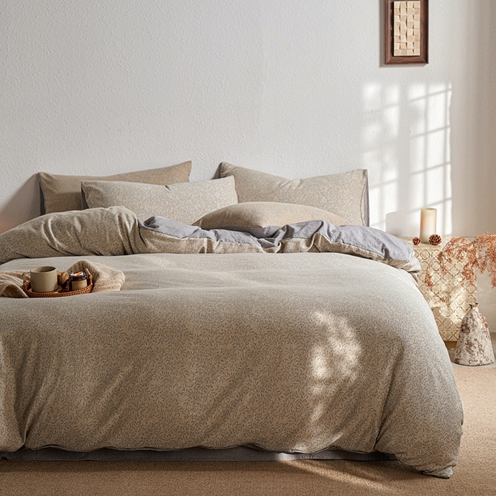 91家纺网 家纺一手货源 找家纺 三朵家纺 2025新款全棉纯棉水洗棉色织提花四件套 薇雨