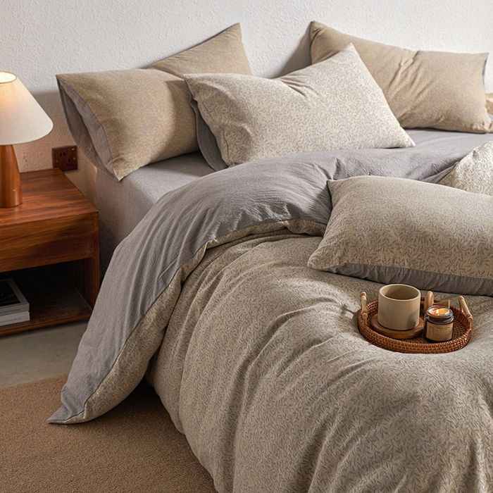 91家纺网 家纺一手货源 找家纺 三朵家纺 2025新款全棉纯棉水洗棉色织提花四件套 薇雨