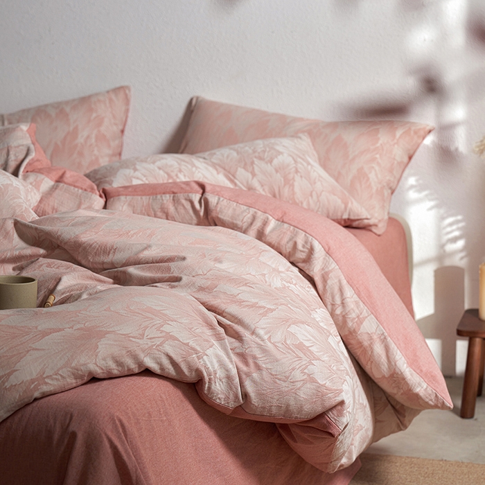 91家纺网 家纺一手货源 找家纺 三朵家纺 2025新款全棉纯棉水洗棉色织提花四件套 叶时光