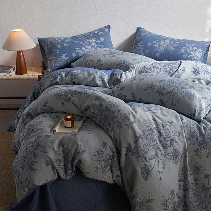 三朵家纺 2025新款全棉纯棉水洗棉色织提花四件套 有序