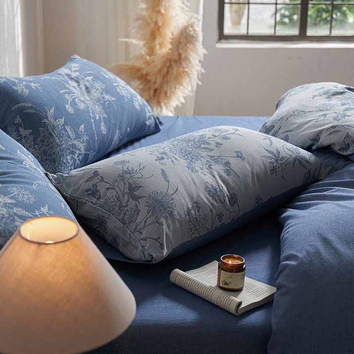 91家纺网 家纺一手货源 找家纺 三朵家纺 2025新款全棉纯棉水洗棉色织提花四件套 有序