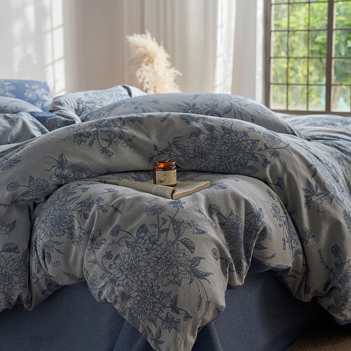 91家纺网 家纺一手货源 找家纺 三朵家纺 2025新款全棉纯棉水洗棉色织提花四件套 有序