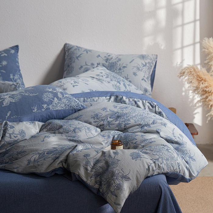 91家纺网 家纺一手货源 找家纺 三朵家纺 2025新款全棉纯棉水洗棉色织提花四件套 有序