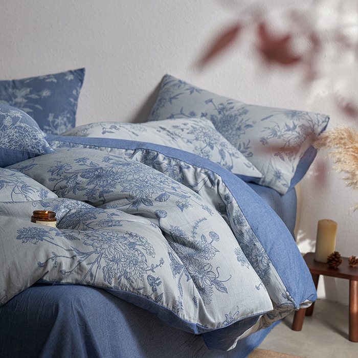 91家纺网 家纺一手货源 找家纺 三朵家纺 2025新款全棉纯棉水洗棉色织提花四件套 有序