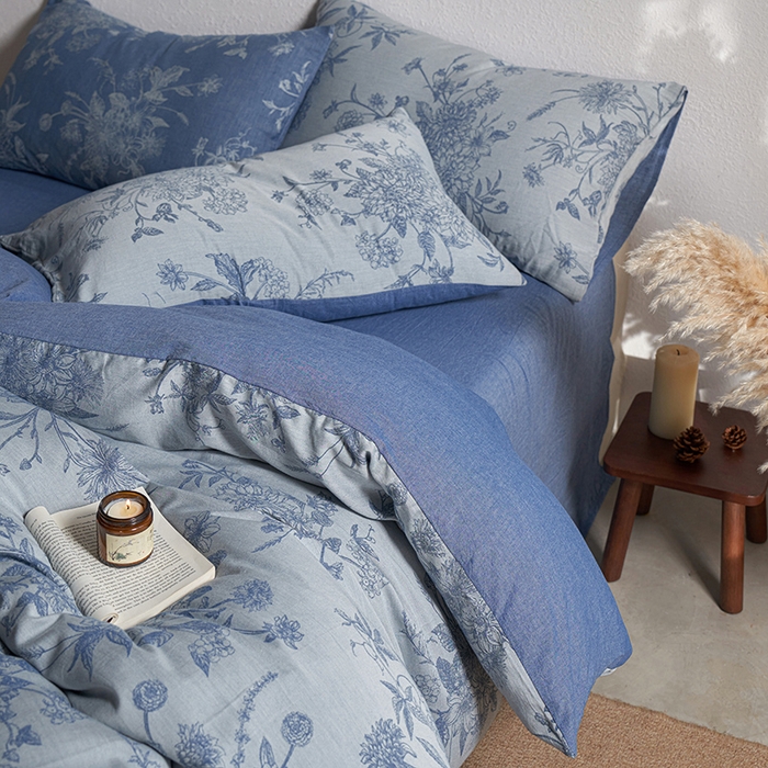 91家纺网 家纺一手货源 找家纺 三朵家纺 2025新款全棉纯棉水洗棉色织提花四件套 有序