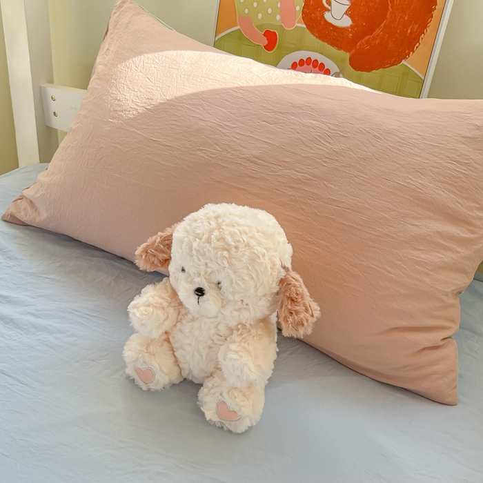 91家纺网 家纺一手货源 找家纺 韩巢家纺 2025新款纯色水洗棉寝室上下铺三件套学生宿舍床上三件套 水洗棉咖蓝