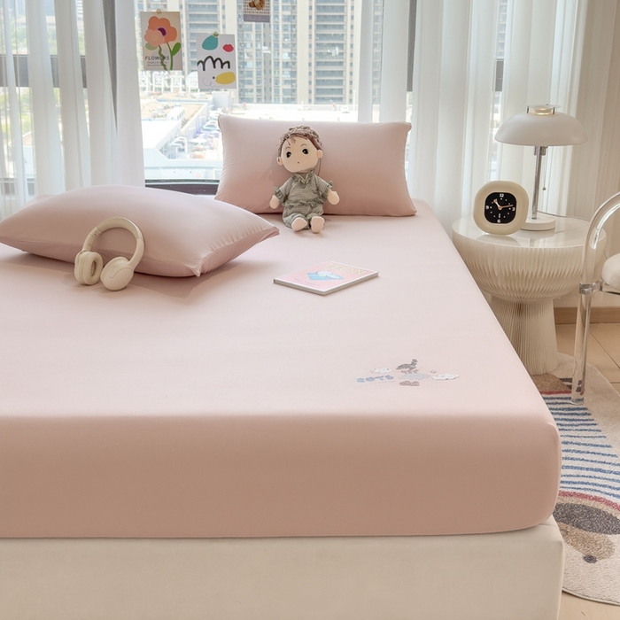 91家纺网 家纺一手货源 找家纺 米菲 2025新款高密针织棉印花床笠-梦幻 梦幻--少女粉