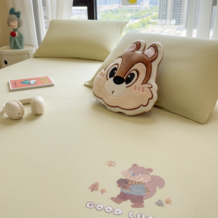 91家纺网 家纺一手货源 找家纺 米菲 2025新款高密针织棉印花床笠-梦幻 梦幻--柠檬黄