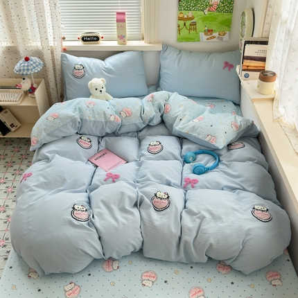 91家纺网 家纺一手货源 找家纺 （总）三元色 2025新款云感毛巾绣四件套