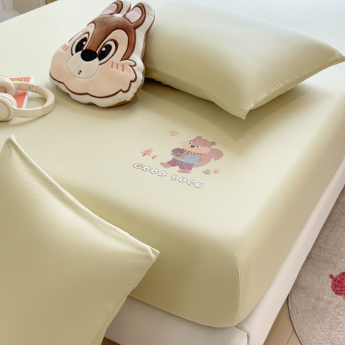 91家纺网 家纺一手货源 找家纺 米菲 2025新款高密针织棉印花床笠-梦幻 梦幻--柠檬黄