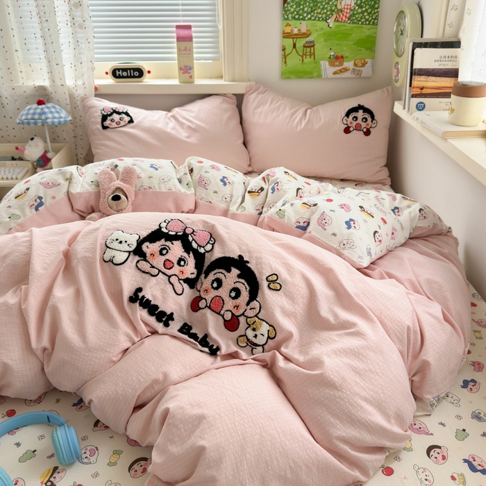 91家纺网 家纺一手货源 找家纺 三元色 2025新款云感毛巾绣四件套 好伙伴