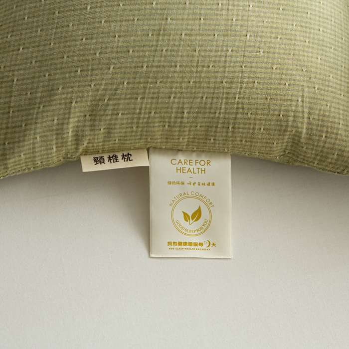 91家纺网 家纺一手货源 找家纺 萌番宝 2025新款A类水洗棉全棉三角方格二合一组合荞麦枕头草本清香荞麦腰枕 绿色三角46*16+方枕46*28