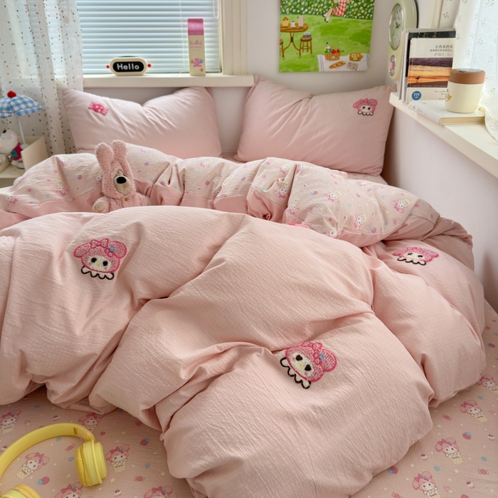 91家纺网 家纺一手货源 找家纺 三元色 2025新款云感毛巾绣四件套 糖果小美