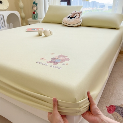 91家纺网 家纺一手货源 找家纺 （总）米菲 2025新款高密针织棉印花床笠-梦幻