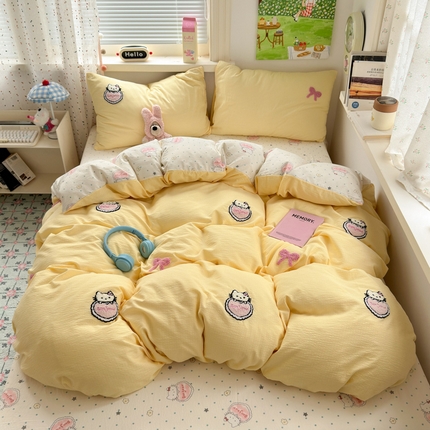 91家纺网 家纺一手货源 找家纺 （总）三元色 2025新款云感毛巾绣四件套