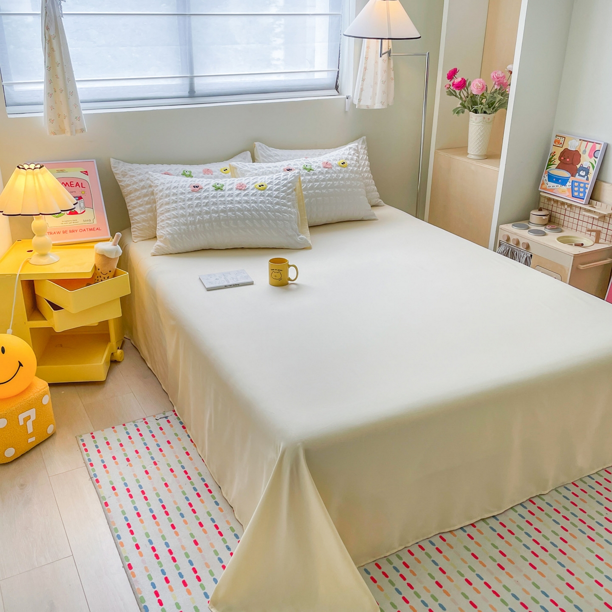 91家纺网 家纺一手货源 找家纺 （总）千希家纺 2025新款高克重超柔泡泡纱毛巾绣泡芙精灵系列四件套