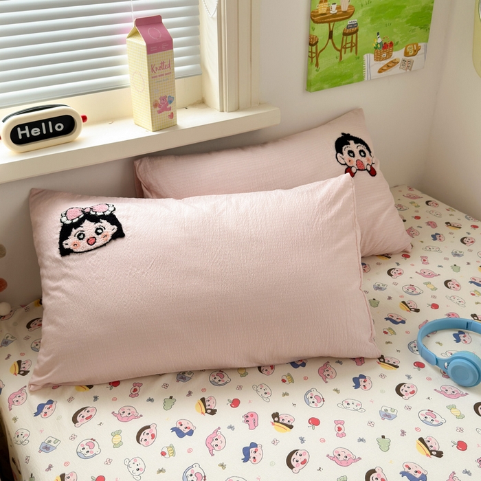 91家纺网 家纺一手货源 找家纺 三元色 2025新款云感毛巾绣四件套 好伙伴