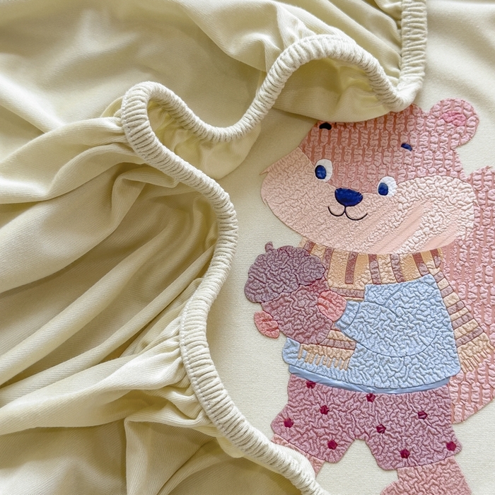 91家纺网 家纺一手货源 找家纺 米菲 2025新款高密针织棉印花床笠-梦幻 梦幻--柠檬黄