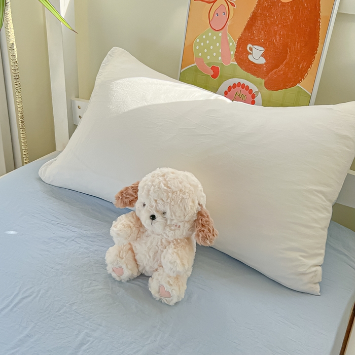 91家纺网 家纺一手货源 找家纺 韩巢家纺 2025新款纯色水洗棉寝室上下铺三件套学生宿舍床上三件套 水洗棉白蓝