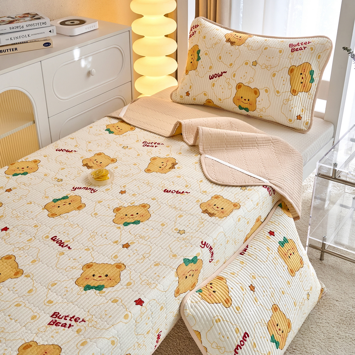 91家纺网 家纺一手货源 找家纺 X猫先生 2025小清新全棉学生床盖-新增花型 瑞迪熊