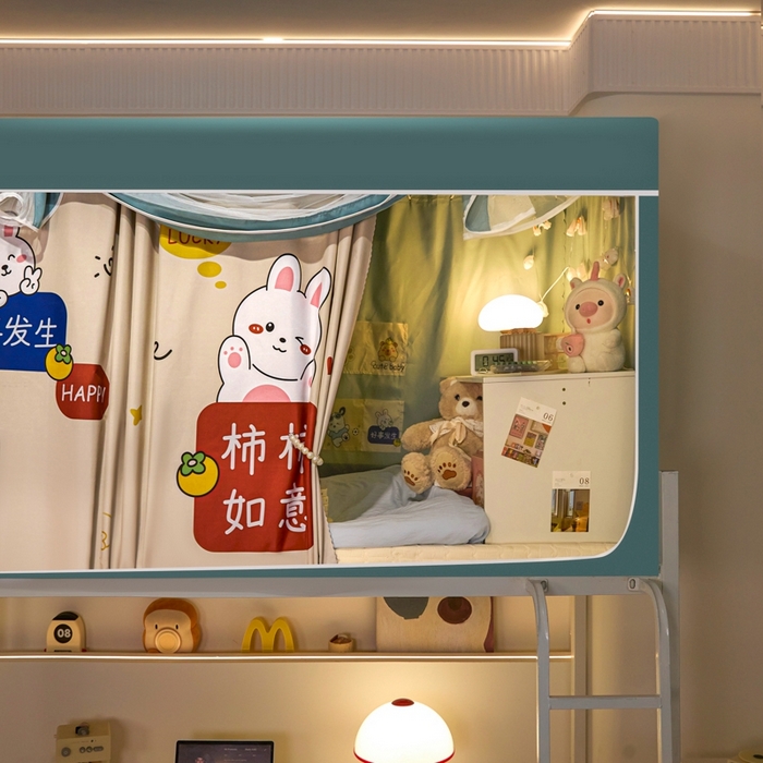 91家纺网 家纺一手货源 找家纺 世婕 2025新款高精密梭织强遮光学生宿舍卡通蚊帐 梭织-柿柿如意