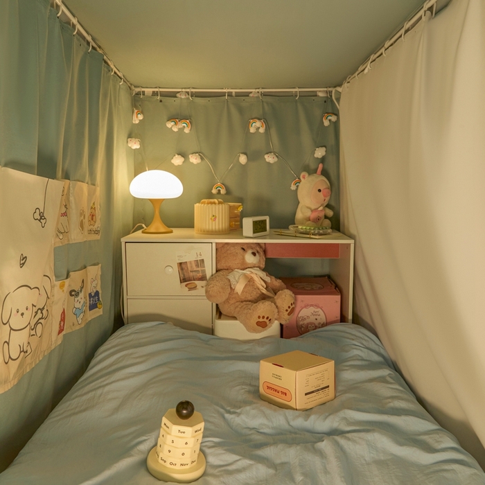 91家纺网 家纺一手货源 找家纺 世婕 2025新款高精密梭织强遮光学生宿舍卡通蚊帐 梭织-柿柿如意