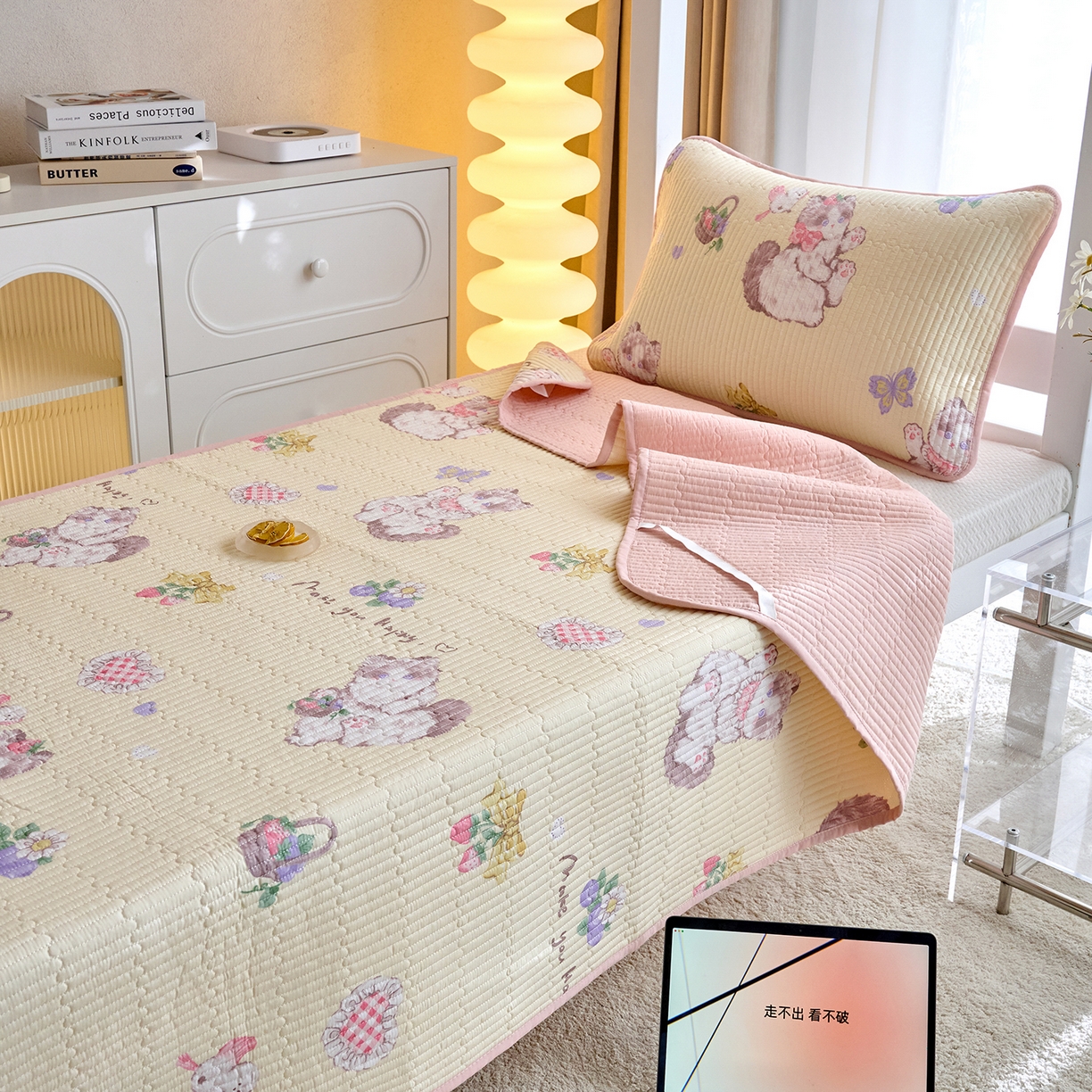 91家纺网 家纺一手货源 找家纺 X猫先生 2025小清新全棉学生床盖-新增花型 泫雅猫咪