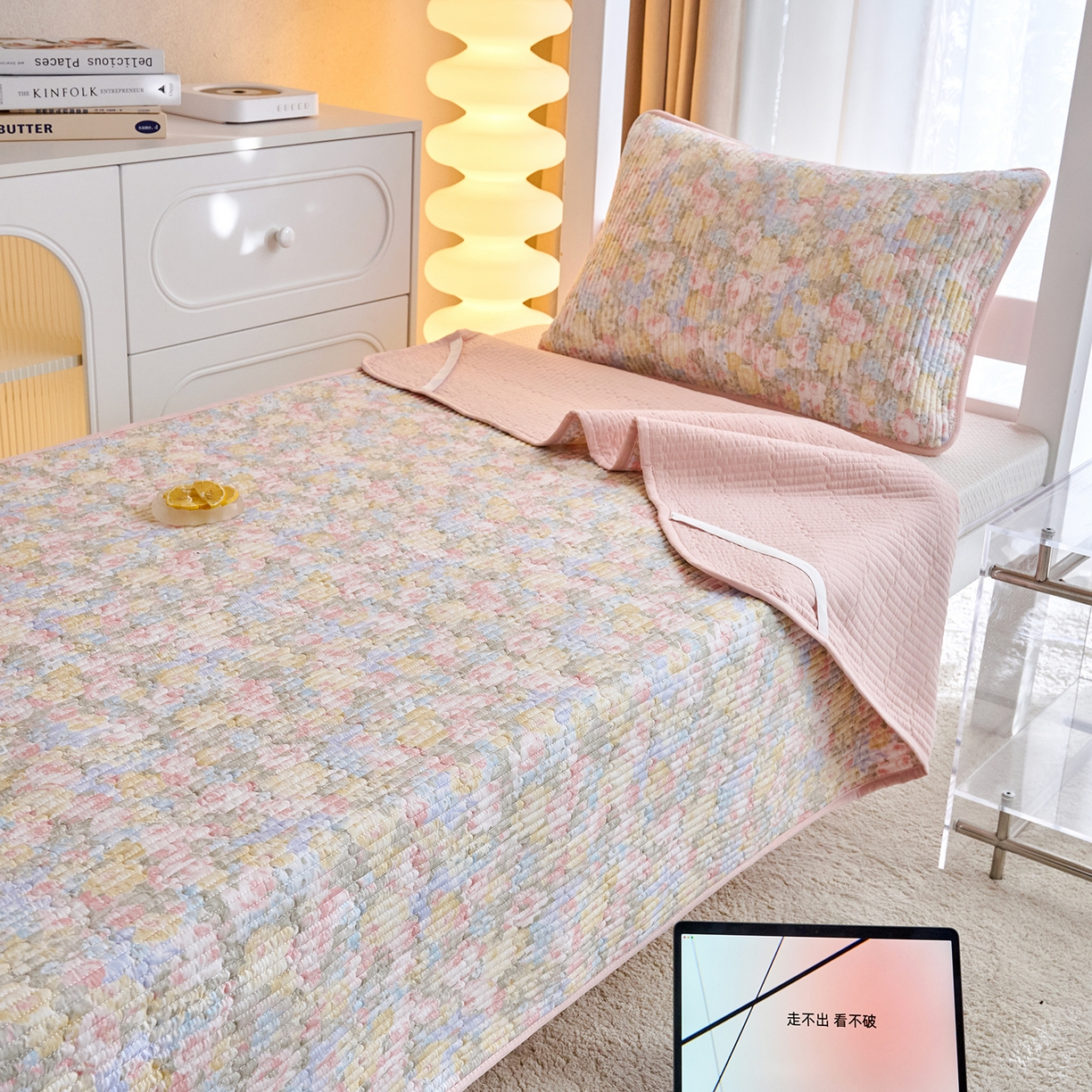 91家纺网 家纺一手货源 找家纺 X猫先生 2025小清新全棉学生床盖-新增花型 暖阳绿意