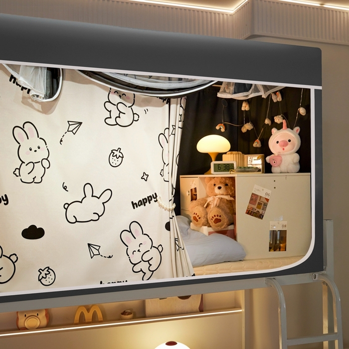 91家纺网 家纺一手货源 找家纺 世婕 2025新款高精密梭织强遮光学生宿舍卡通蚊帐 梭织-草莓兔