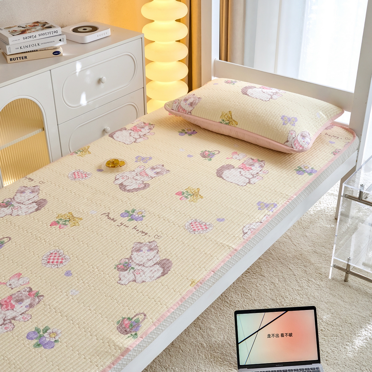 91家纺网 家纺一手货源 找家纺 X猫先生 2025小清新全棉学生床盖-新增花型 泫雅猫咪