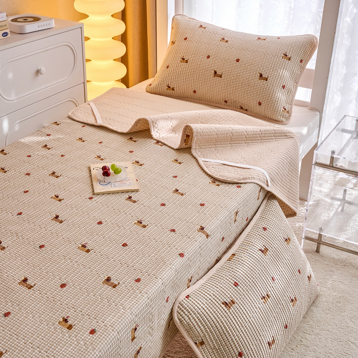 91家纺网 家纺一手货源 找家纺 X猫先生 2025小清新全棉学生床盖-新增花型 快乐追梦