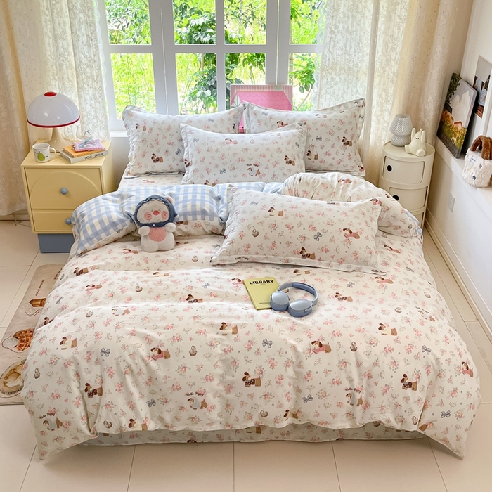 91家纺网 家纺一手货源 找家纺 （总）莱通家纺 2025春夏新款12868纯棉印花四件套-系列二（商家提供买家秀）