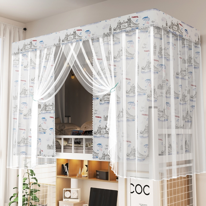 91家纺网 家纺一手货源 找家纺 （总）棉姐床帘蚊帐窗帘 2025新款学生有拉链加厚强遮光一体式床帘蚊帐