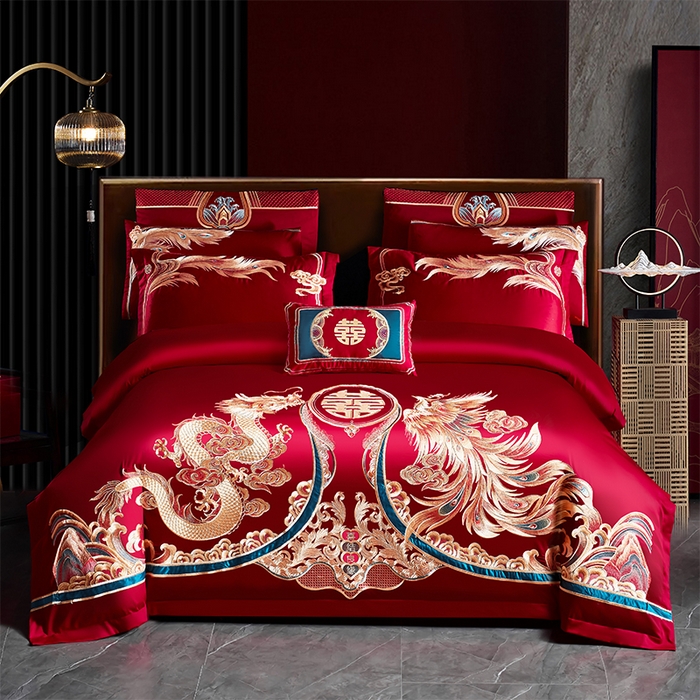 91家纺网 家纺一手货源 找家纺 （总）用心 2025年新款长绒棉重工绣花婚庆四件套多件套