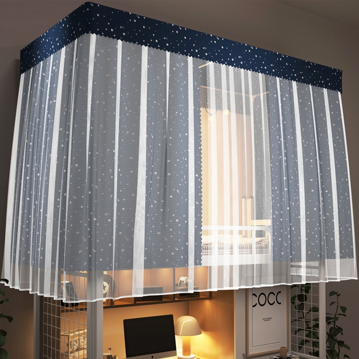 91家纺网 家纺一手货源 找家纺 棉姐 床帘蚊帐2025新款 学生床帘蚊帐床帘 强遮光三层彩画上下铺宿舍床帘 心愿-粉