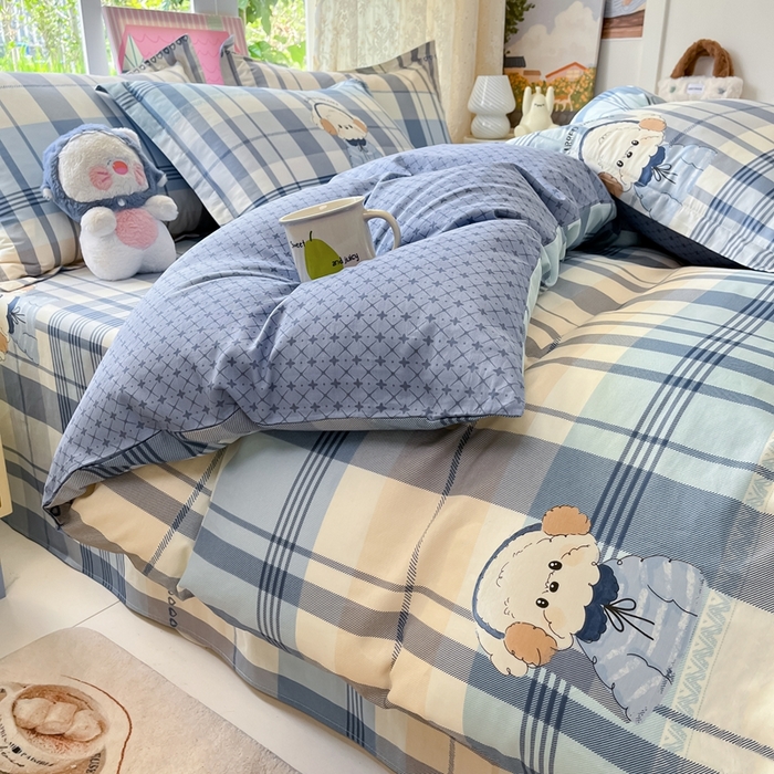 91家纺网 家纺一手货源 找家纺 莱通家纺 2025春夏新款12868纯棉印花四件套-系列二（商家提供买家秀） 波比狗