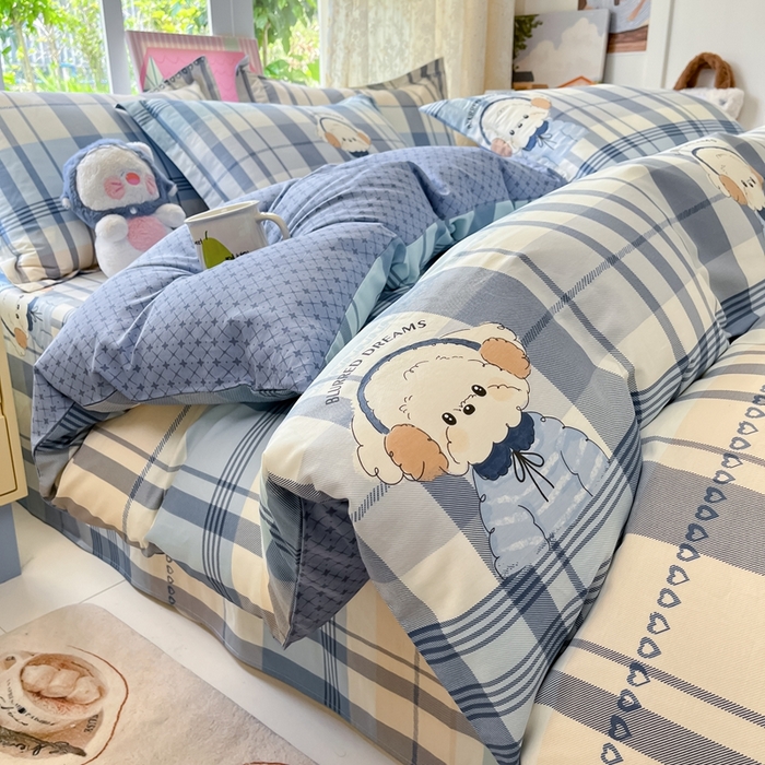 91家纺网 家纺一手货源 找家纺 莱通家纺 2025春夏新款12868纯棉印花四件套-系列二（商家提供买家秀） 波比狗