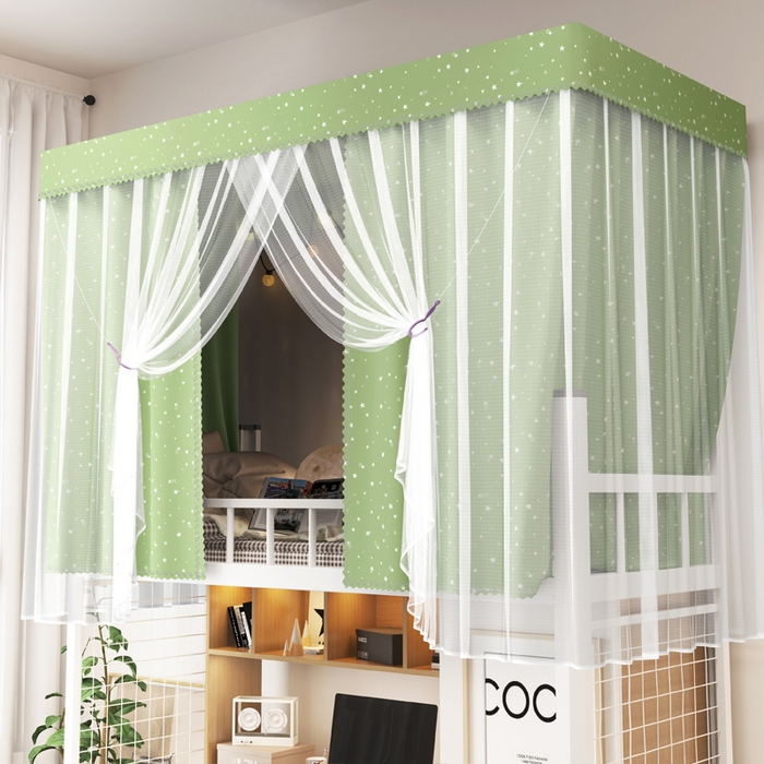 棉姐床帘蚊帐窗帘 2025新款一体式上下铺通用床帘蚊帐 星愿-绿