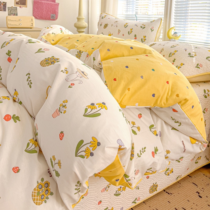 91家纺网 家纺一手货源 找家纺 羽爱家纺2025全棉13372新疆棉花床盖三件套 向日葵