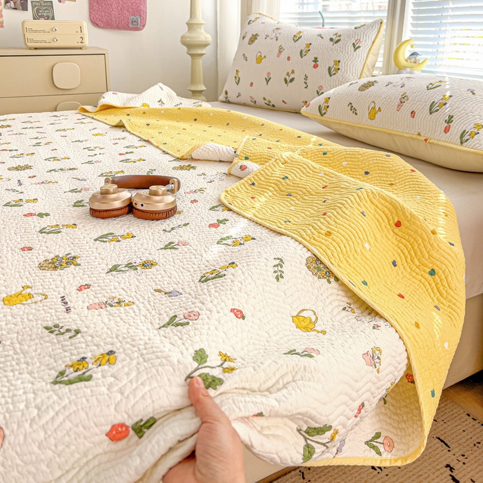 羽爱家纺2025全棉13372新疆棉花床盖三件套 向日葵